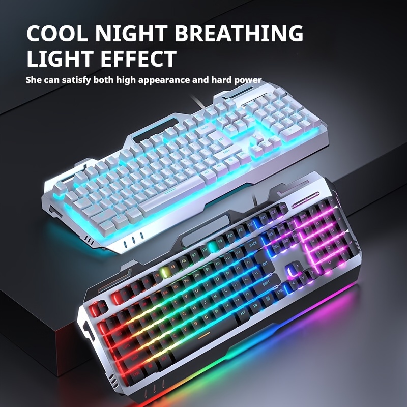 Gaming Keyboard Bundle - EWEADN -有線ゲーミングキーボード,EWEADN GX80Z,104キー,LEDバックライト付きサイレント金属パネル,ホーム,学校,ラップトップ
