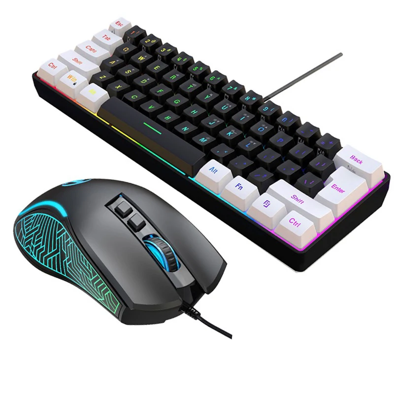 Gaming Keyboard Ergonomics - キーボードとマウス 60% コンピューターゲームコンボキット PC バックライト付き有線キーボード マウスキット