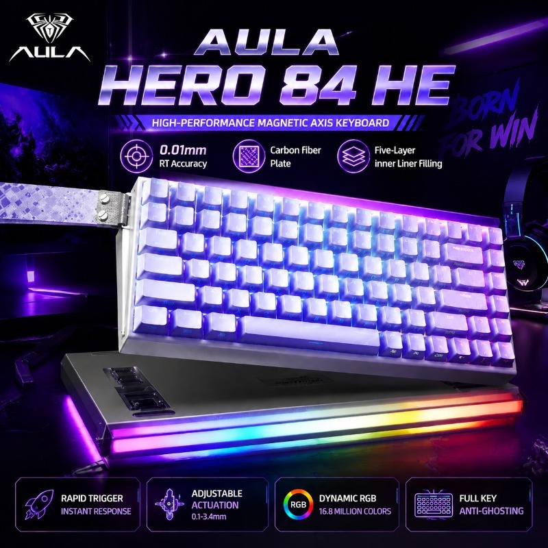 Gaming Keyboard Magnetic Switches - AULA HERO84 磁気式ゲーミングメカニカルキーボード ラピッドトリガー ホール効果スイッチ 8Kポーリング