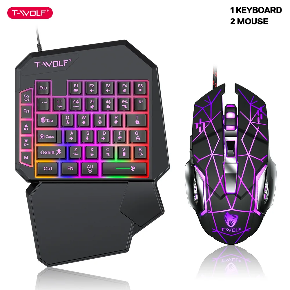 Gaming Keyboard Mobile - T-wolf-tf900片手キーボードセット、鶏と食事のための明るいゲーム、ゲームアクセサリー