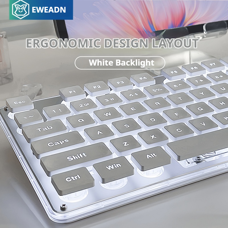 Gaming Keyboard Bundle - EWEADN V3-静かなワイヤレスキーボードとマウスのセット,ゲームとオフィス用のゲームとオフィス用の104キーの完全なサイズ,調整されたキー