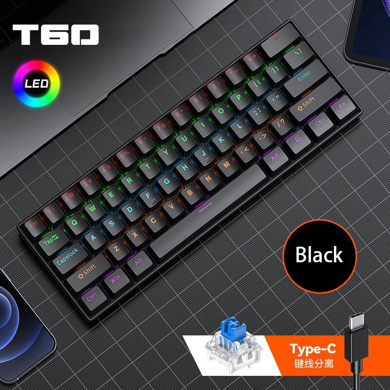 Gaming Keyboard Not Typing - ホットスワップ対応メカニカルキーボード T-WOLF T60、61キー ミニレイアウト、有線Type-C RGBライティング ゲーミングキーボード