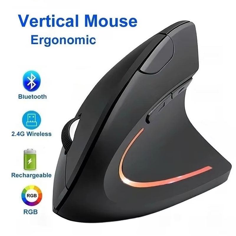 Gaming Keyboard Ergonomics - 人間工学に基づいた垂直マウス 2.4GHz Bluetooth 垂直グリップ ゲーミング学習デスクセットアップ ゲーマー向け学習デスクアクセサリー