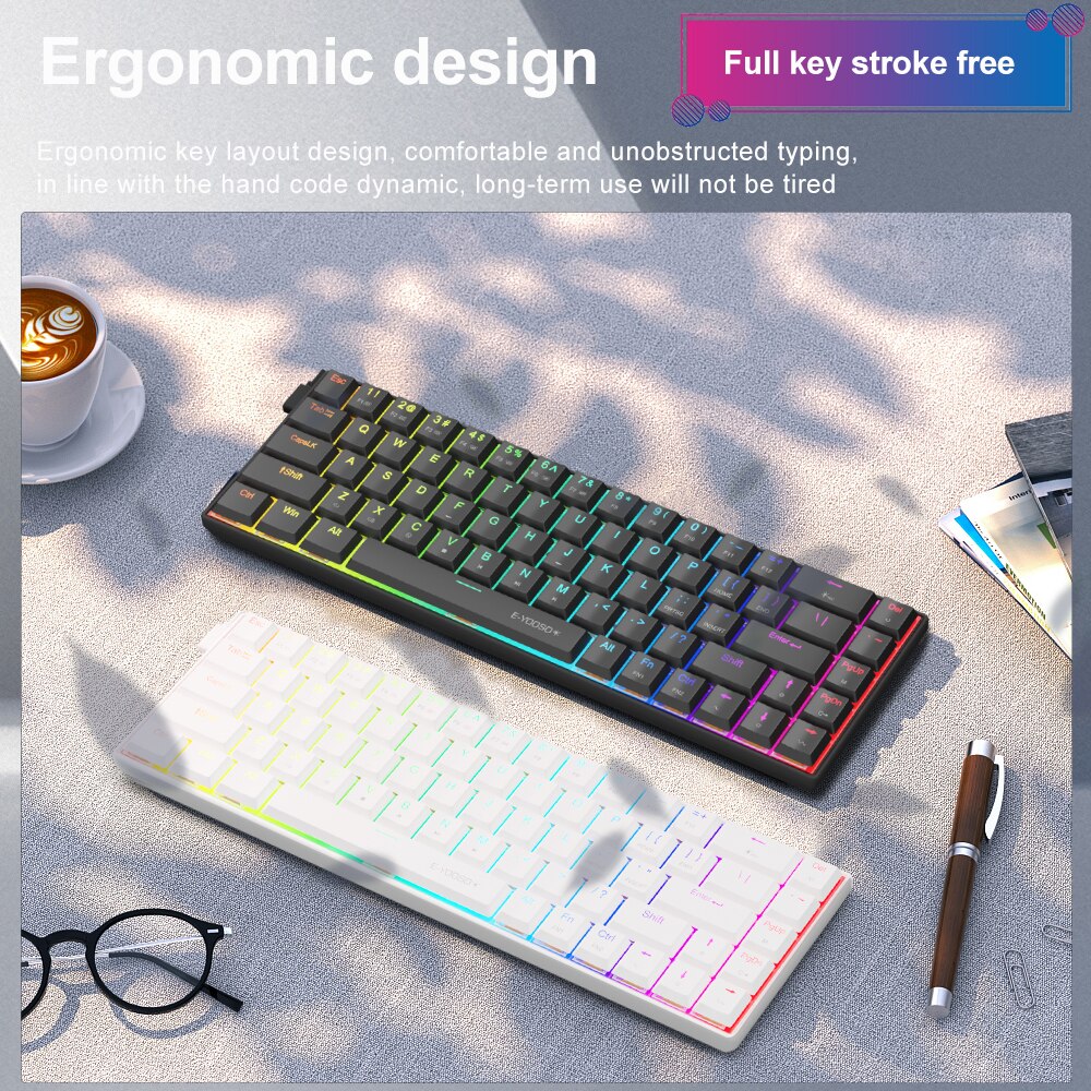 E-YOOSO a68 rgbミニスリムUSB有線機械式ゲー - Gaming Keyboard Mobile のレビューと価格
