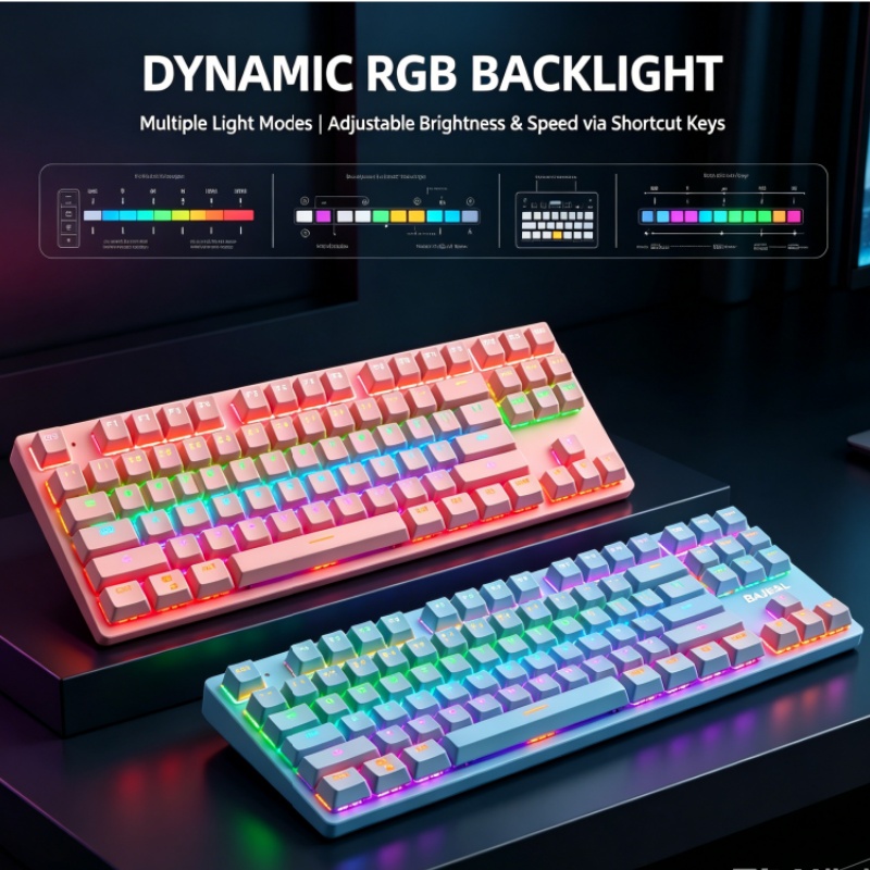BAJEAL K300 87キー有線メカニカルキーボード、ブ - Gaming Keyboard K300 のレビューと価格