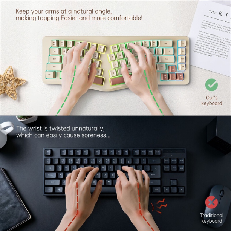 A86 ゲーミングキーボード分割人間工学に基づいた有線バック - Gaming Keyboard Not Typing のレビューと価格