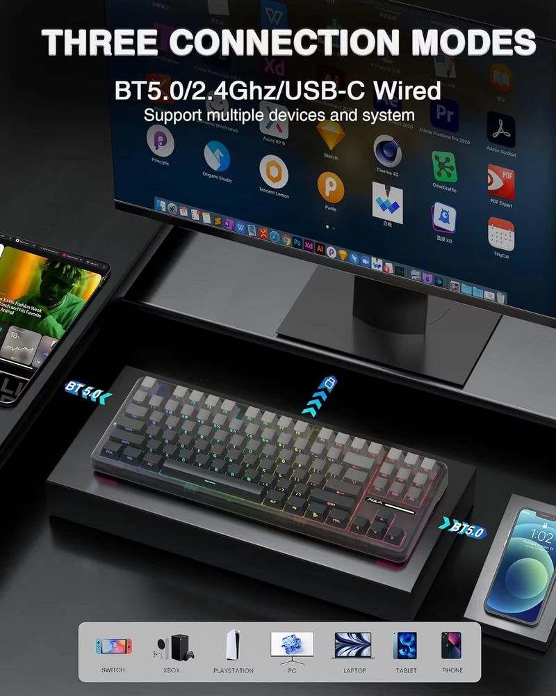 Aula F87 ワイヤレスメカニカルキーボード 75% T - Gaming Keyboard Tkl のレビューと価格