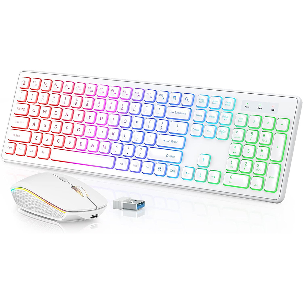 バックライト付きワイヤレスキーボードとマウス、静かなライトア - Gaming Keyboard Extension のレビューと価格